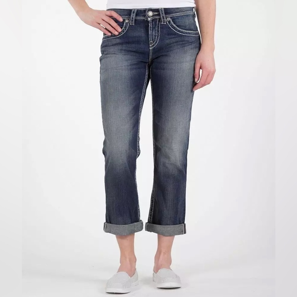 Silver Natsuki Stretch Cropped Jean